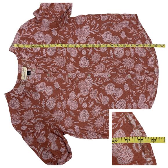 Universal Thread Floral Short Sleeve Button Down - Dusty Pink - XS - Picture 4 of 13